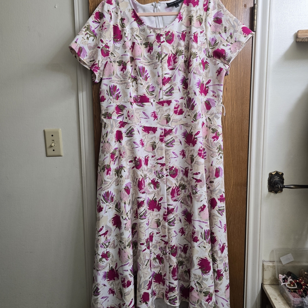 Lane Bryant Pink and White Floral Midi Dress